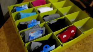 sock organizer from a cardboard box