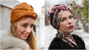 turban de eșarfă pe cap iarna