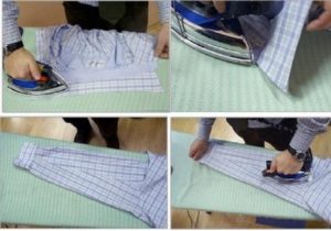 Ironing a shirt