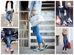 scarpe da ginnastica grosse con jeans