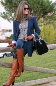 brown boots with blue