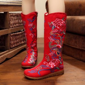 Red flat boots