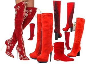 Diferentes botas rojas