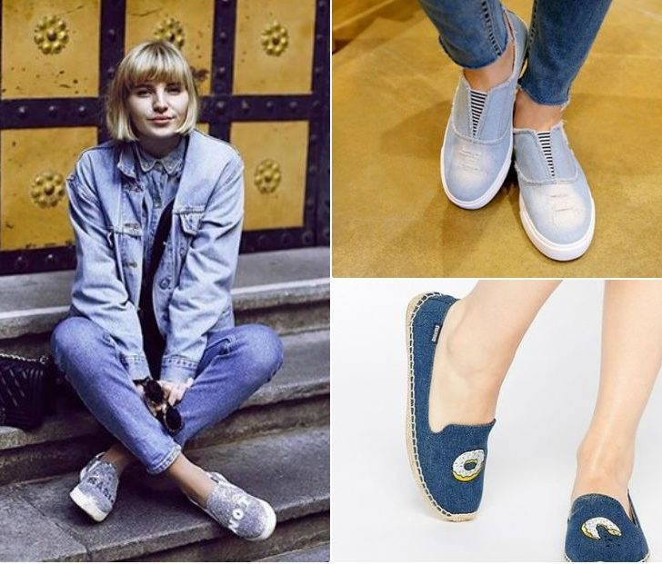 Denim slip-ons