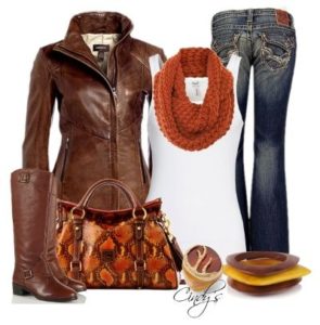 bottes marron avec veste