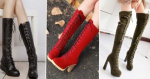 bottes de différentes longueurs avec lacets sur le devant