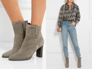 gray ankle boots with glitter