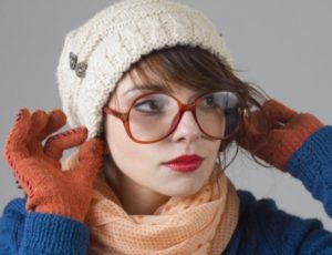 beanie and long bangs