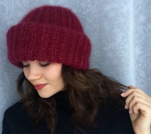 Cappello in mohair bordeaux