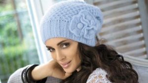 Cappello in mohair blu