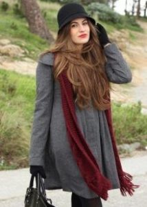 cloche hat with gray coat