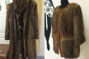 fur coat with inserts