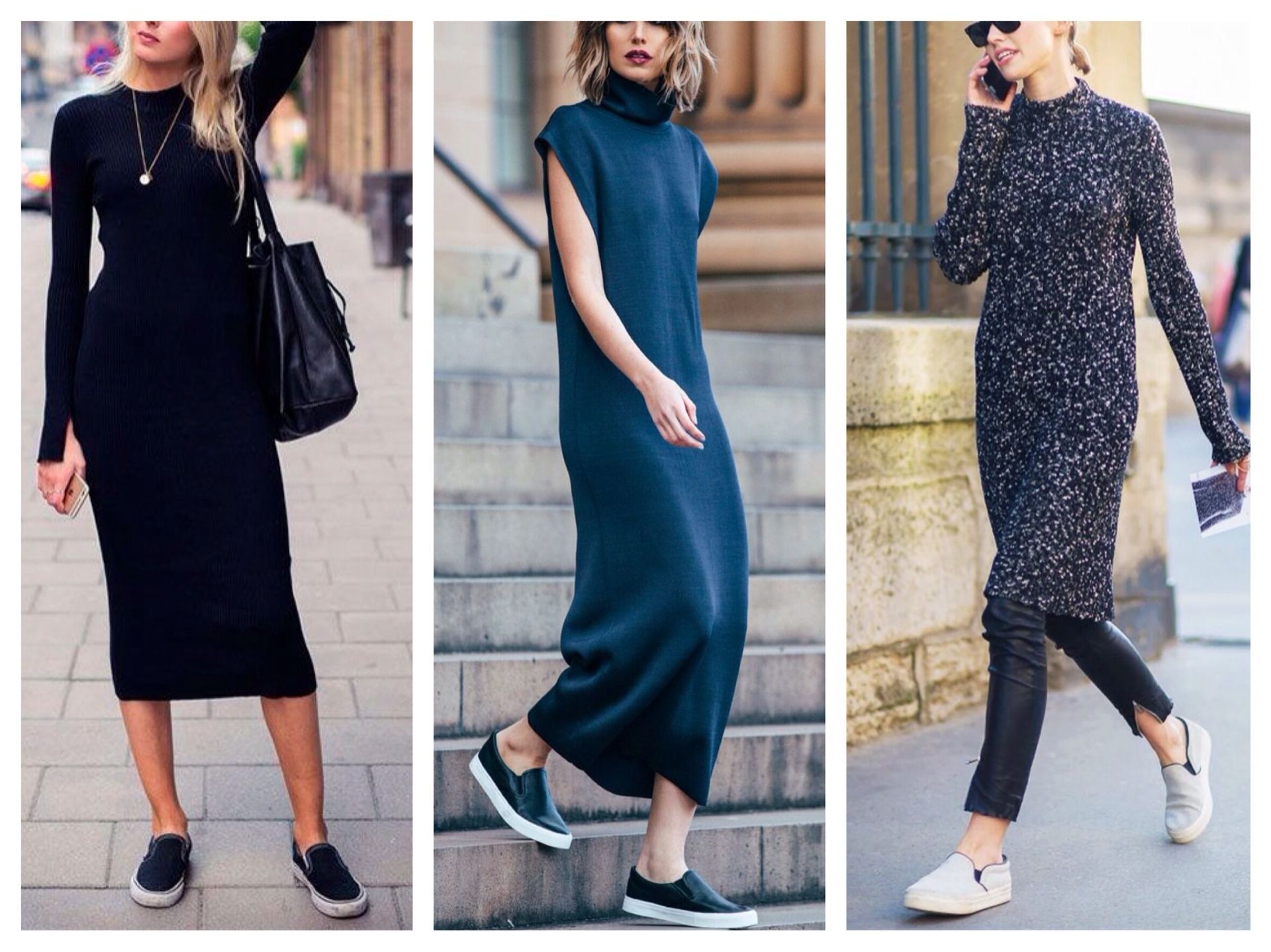 Slip-ons with a dark dress