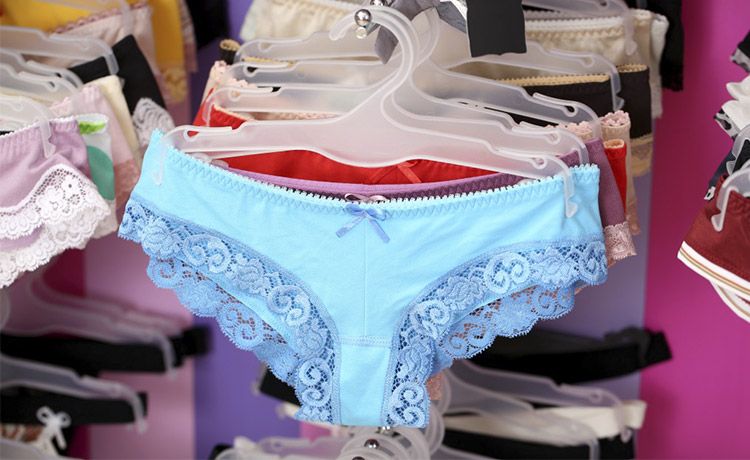 Selection of panties in the store