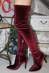 Veloursstiefel Burgund