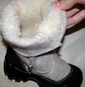 inside of felt boots