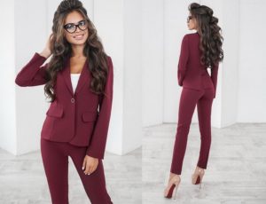 Business burgundy pantsuit 