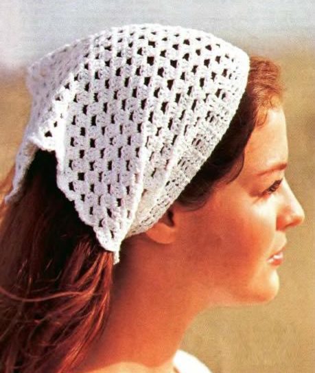 White crochet bandana