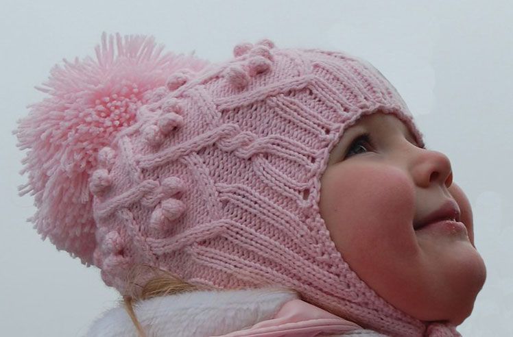 Chapéu rosa para menina com orelhas