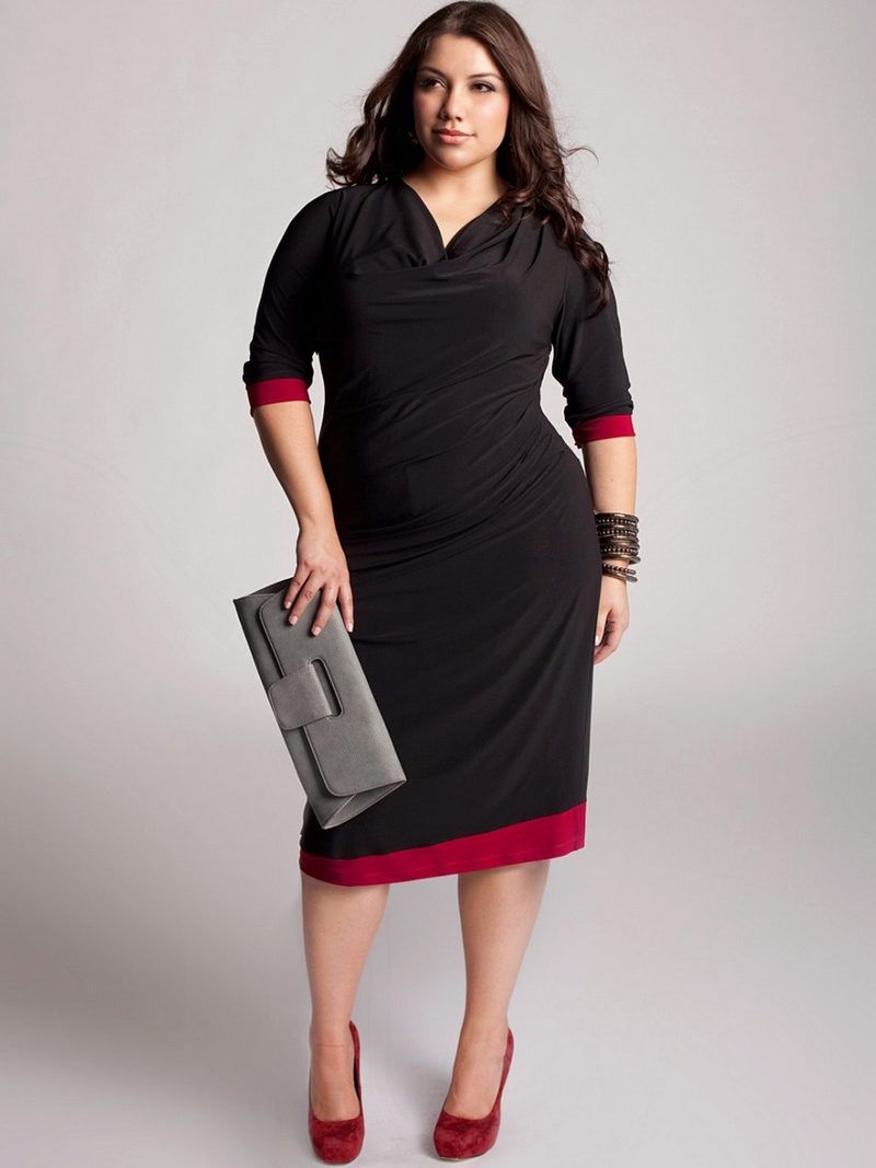 Black dress with red trim for plus size ladies