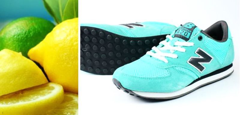 Scarpe da ginnastica e limone, lime