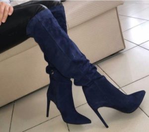 their microfiber high-heeled boots