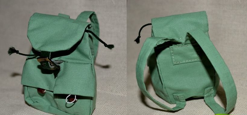 Doll backpack green