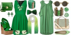 decorações para um vestido verde