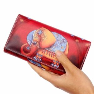 cartera roja con elefante