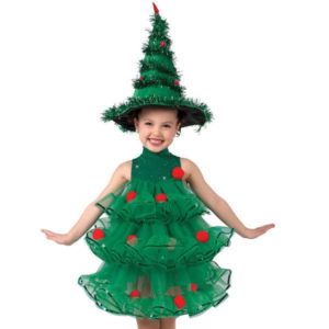 DIY Christmas tree costume para sa isang batang babae