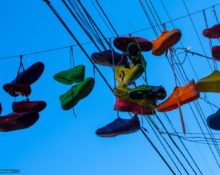 Sneakers on wires as part of street culture