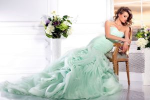 green wedding dress