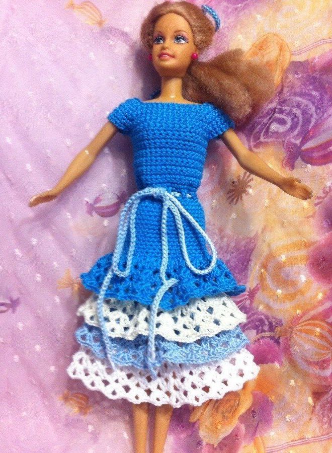 Barbie Blue and White Dress 1