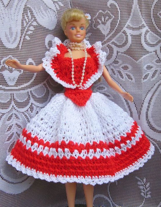 Vestido Barbie blanco y rojo 1