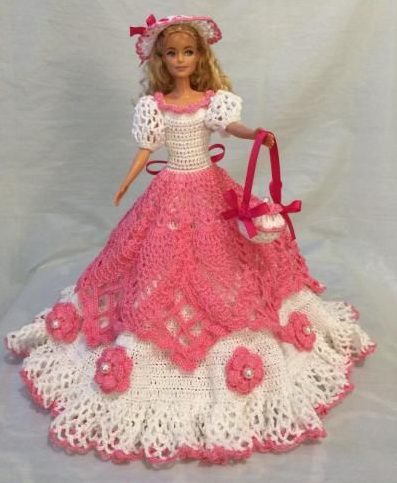 Vestido Barbie blanco y rosa 1