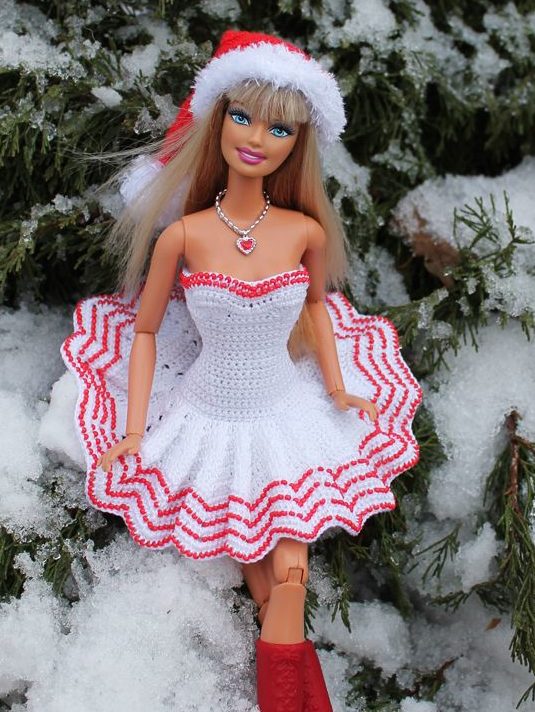 White and red Barbie dress for the New Year