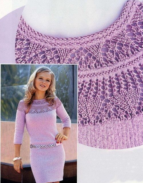 Lilac dress with round yoke