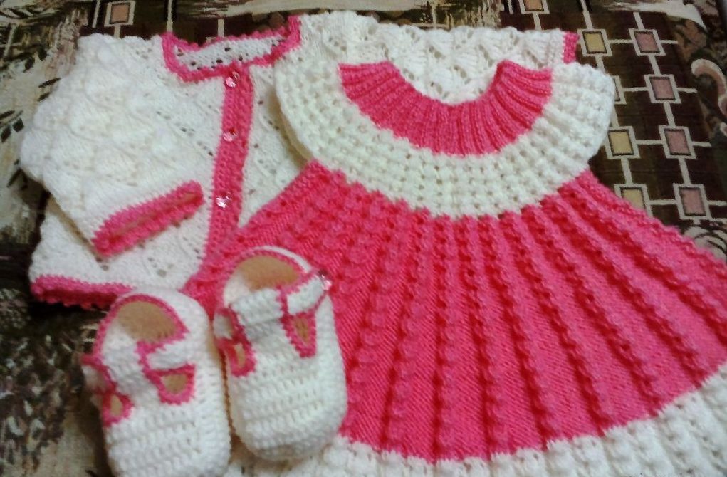 Pink children's dress with white yoke