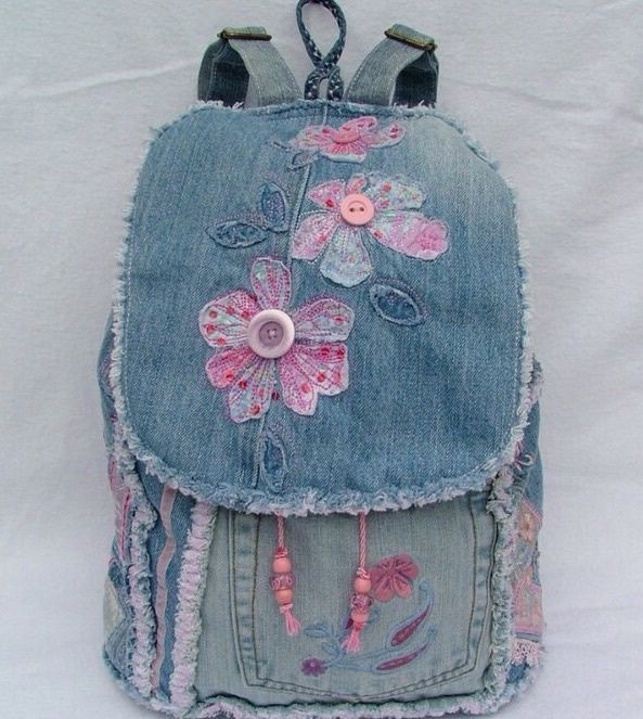 Backpack with flower decor