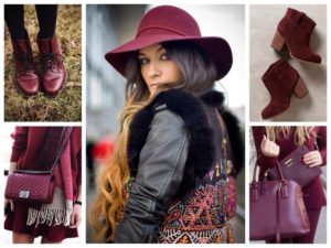 sac bordeaux avec chapeau