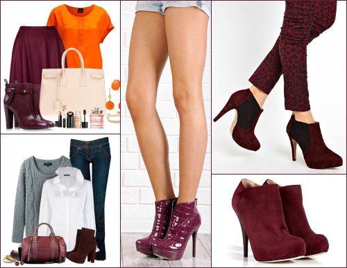 Looks with burgundy ankle boots