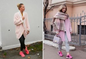 look con scarpe da ginnastica rosa