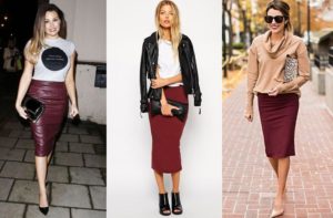 Apa yang sesuai dengan skirt pensil burgundy