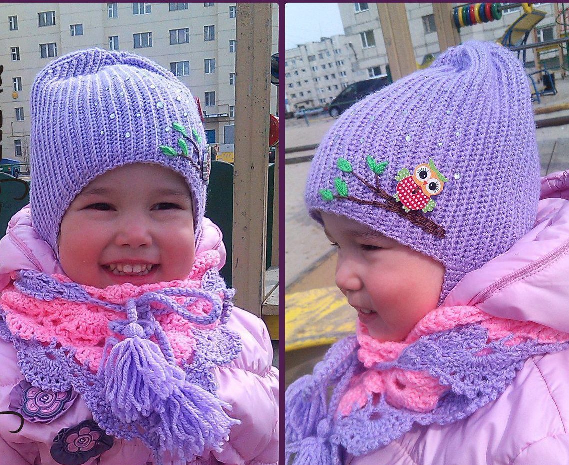 Lilac beanie hat for girls