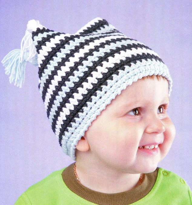 gorro de invierno para niño blanco y negro