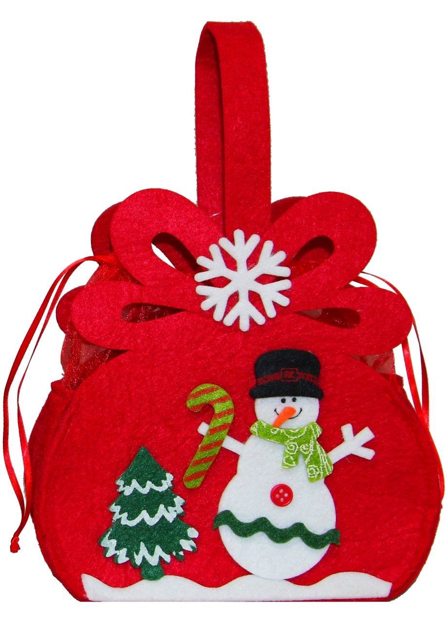 Red felt bag with applique