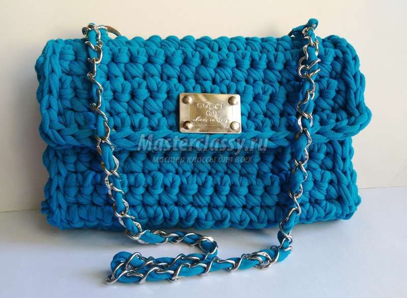 Blue crochet bag