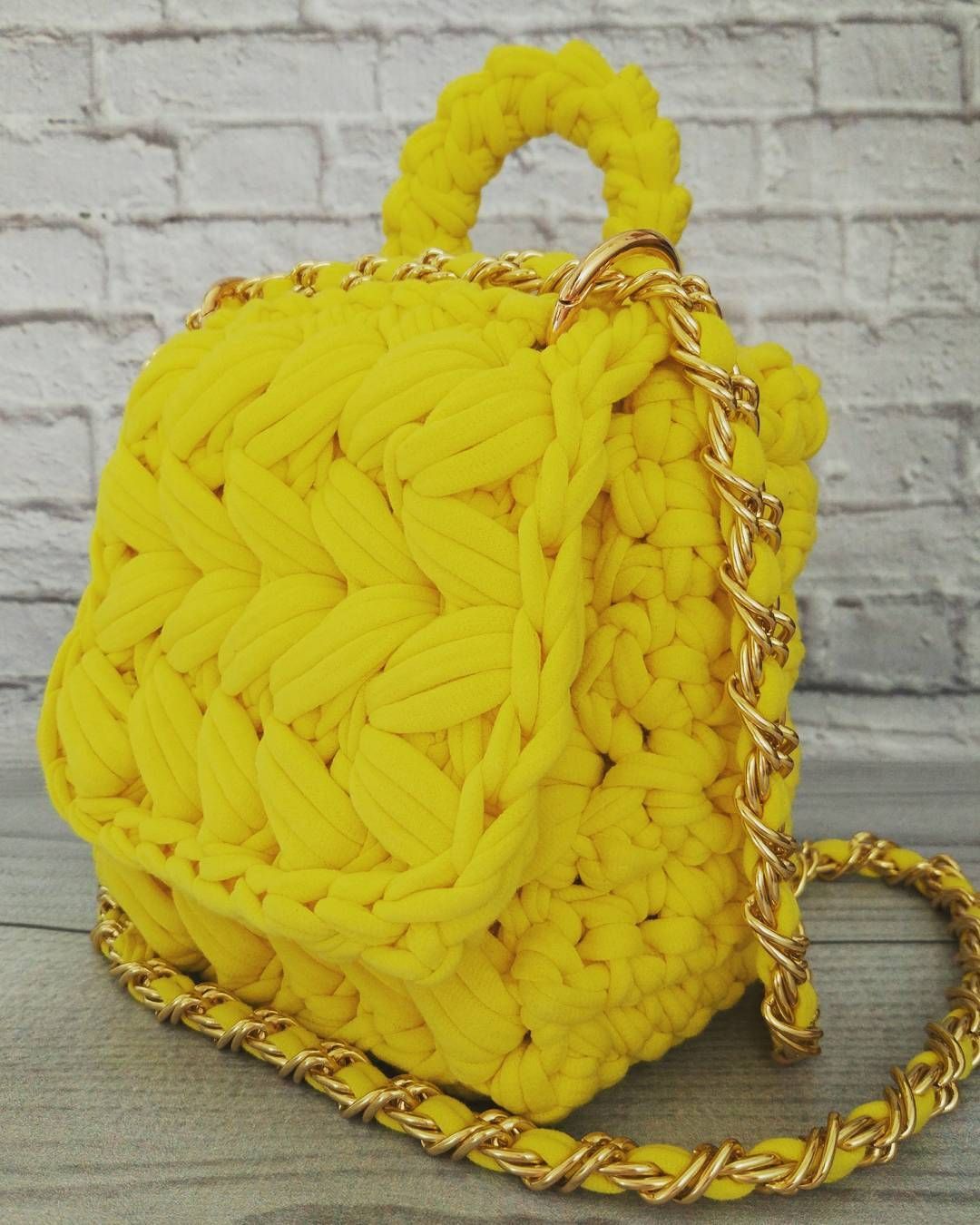 Yellow crochet bag