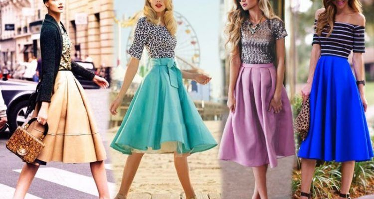 Different colored semi-sun skirts