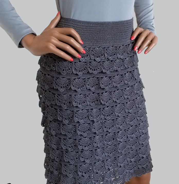 Crochet skirt winter model 1